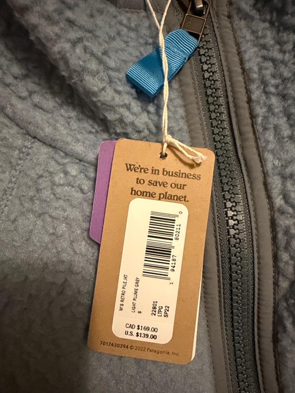 Patagonia Light Blue Sherpa Fleece Jacket - Picture 2 of 2